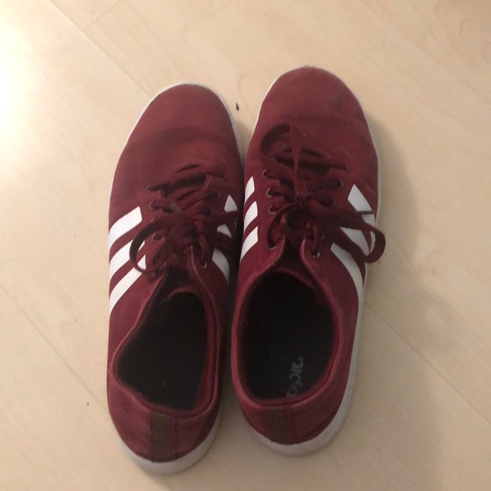 Burgundy adidas sneakers